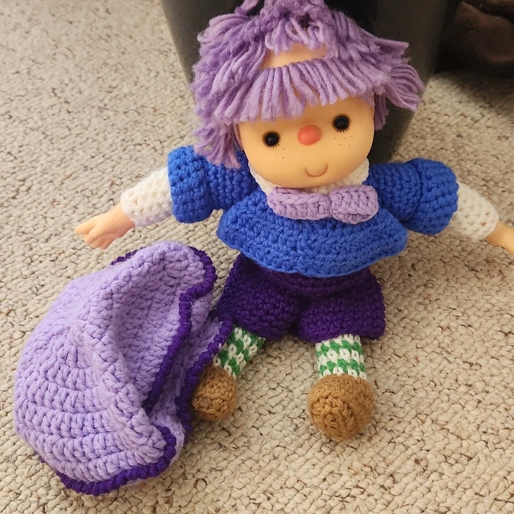 Vintage Ice Cream Dumplin Purple And Blue Crochet Doll